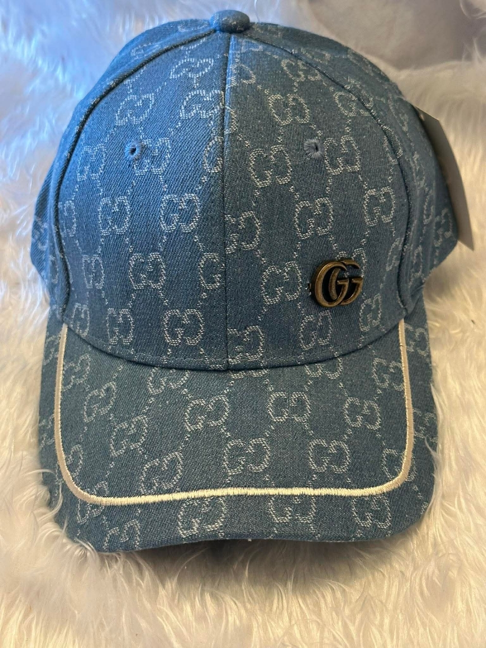 Light Blue Denim GG Monogram Baseball Cap